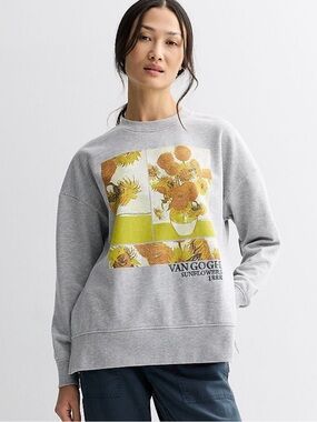 Fleurish Vincent Van Gogh Sunflowers Graphic Crewneck Sweatshirt NWT